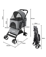 Bingopaw Detachable Pet Stroller,1-Click Fold, Breathable Mesh Windows, Shockproof Eva Wheels, 20kg Capacity w/Rain Cover