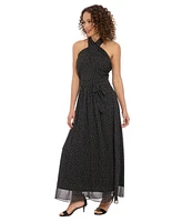 London Times Petite Crisscross Chiffon A-Line Dress