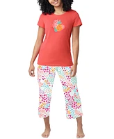 Hue Women's Printed Short-Sleeve Capri Pajama Set
