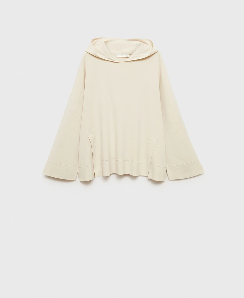 Mango Women's Ribbed Knit Hoodie Sweatshirt