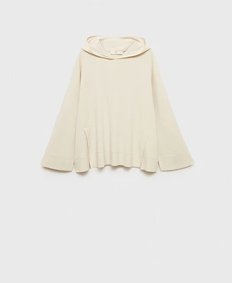Mango Women's Ribbed Knit Hoodie Sweatshirt