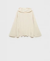 Mango Women's Ribbed Knit Hoodie Sweatshirt