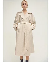 Mango Women's Pronounced Lapels Linen Trench Coat