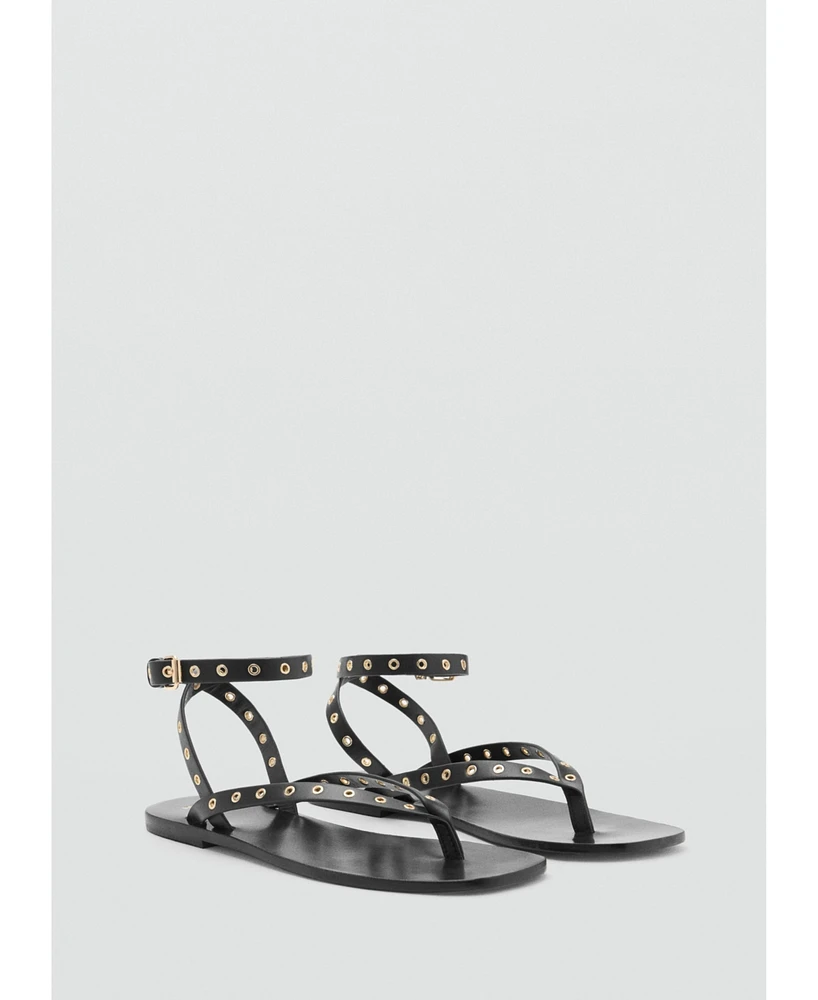 Mango Women's Die-Cut Straps Leather Sandals