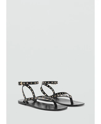 Mango Women's Die-Cut Straps Leather Sandals