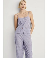 Mango Women's Cotton Striped Woven Seersucker Pajama Pants