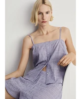 Mango Women's 2-Piece Seersucker Stripe Cotton Pajama Set