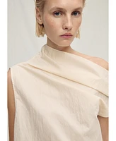 Mango Women's Asymmetrical Collar Cotton Blouse