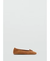 Mango Women's Bow Suede Ballerinas Shoes