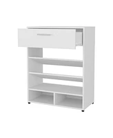 Onawa Modern Shoe Rack with Drawer, White