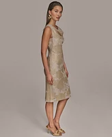 Donna Karan New York Women's Sequined Cowlneck Sheath Dress