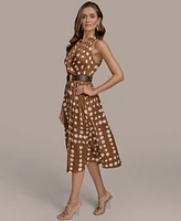 Donna Karan New York Women's Printed Belted Sleeveless Dress