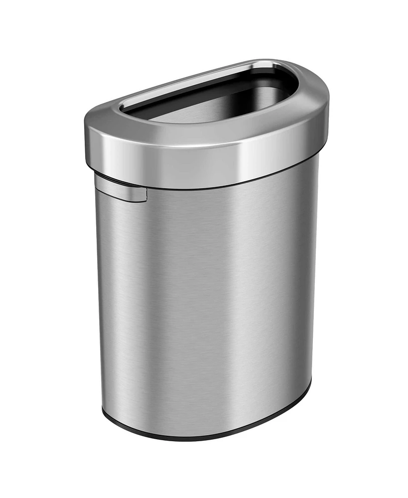 iTouchless Stainless Steel Semi-Round Open Top Trash Can