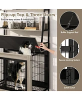 Industrial Dog Kennel Crate Furniture with Storage Shelves
