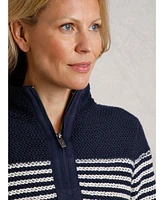 Weird Fish Women's Juliet 1/4 Zip Stripe Macaroni