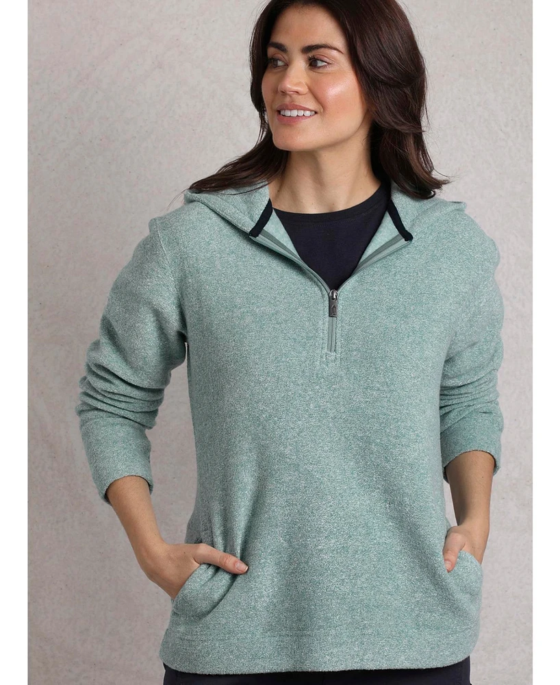 Weird Fish Women's Alisa 1/4 Zip Snow Marl Fleece Hoodie