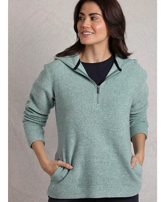 Weird Fish Women's Alisa 1/4 Zip Snow Marl Fleece Hoodie