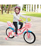 Girls Bike for 4-7 Years Old Kids Bike with Doll Seat and Training Wheels