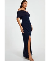 Quiz Women's Scuba Crepe Contrast Wrap Maxi Dress