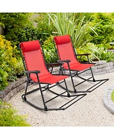 Gymax 2PCS Patio Folding Rocking Chair Outdoor Portable Lounge Rocker