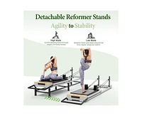 Er Kang 91" Adjustable Height Pilates Reformer – Piano Wire Springs, Jump Board, Foldable Design