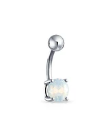 Bling Jewelry Aurora Opalite Solitaire Navel Piercing Barbell Belly Button Ring Western Jewelry Silver Tone 14G Surgical Steel