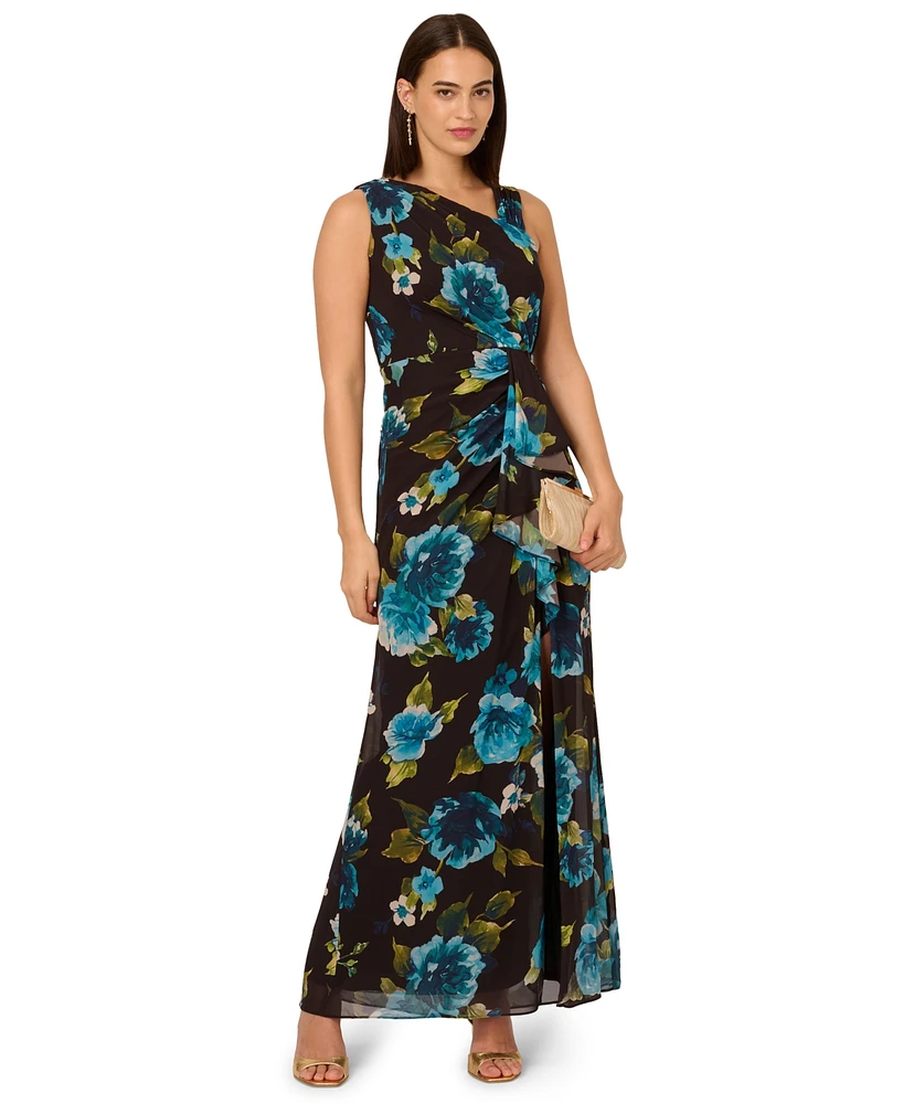 Adrianna Papell Women's Floral-Print Ruffled Gown