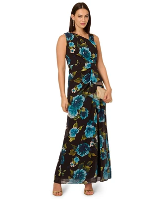 Adrianna Papell Women's Floral-Print Ruffled Gown