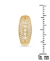 Steeltime Women's Plated Multi-Row Simulated Diamonds Oval Round Huggie Earrings