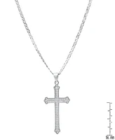 Steeltime Men's Sterling Silver and Simulated Diamonds Cross Pendant Necklace