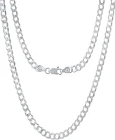 Steeltime Unisex Sterling Silver Diamond Cut Curb Link Chain Necklace