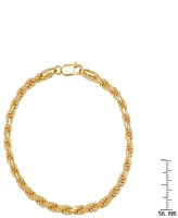Steeltime Unisex 14K Gold Plated Sterling Silver Rope Chain Bracelet