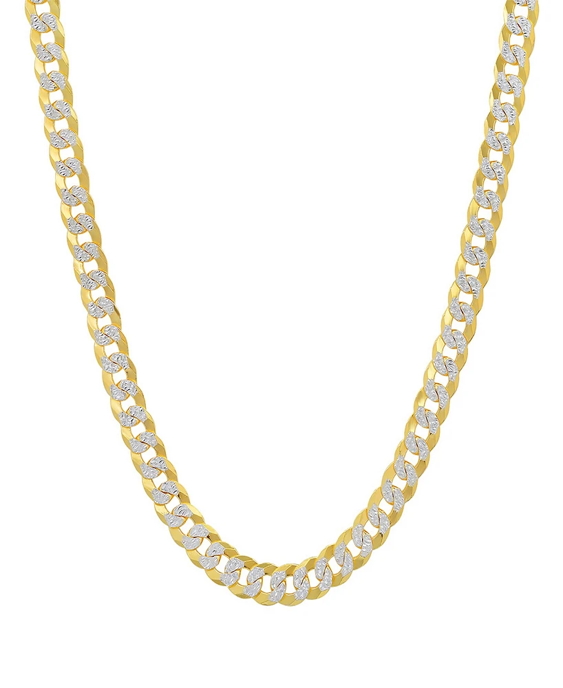 Steeltime Unisex Sterling Silver and 18K Gold Plated Diamond Cut Curb Link Necklace
