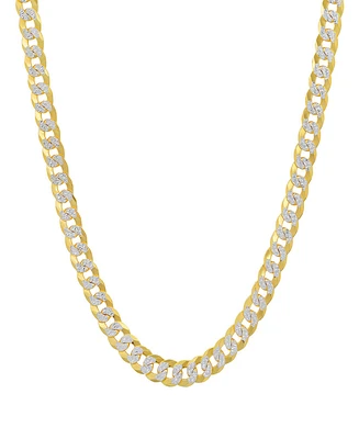 Steeltime Unisex Sterling Silver and 18K Gold Plated Diamond Cut Curb Link Necklace