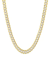Steeltime Unisex Sterling Silver and 18K Gold Plated Diamond Cut Curb Link Necklace