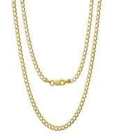Steeltime Unisex Gold Plated and Sterling Silver Cuban Superflat Necklace