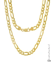 Steeltime Unisex 14K Gold Plated Figaro Superflat Necklace