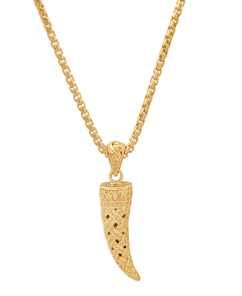 Steeltime Men's 14K Gold Plated Horn Pendant Necklace