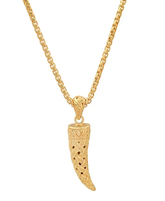 Steeltime Men's 14K Gold Plated Horn Pendant Necklace