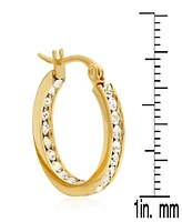Steeltime Women's Stainless-Steel Hoop Earrings Adorned with Swarovski Crystals