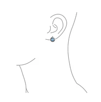 Bling Jewelry Bali Boho Bezel Set Ornate Round Stud Earrings Oxidized .925 Sterling Silver