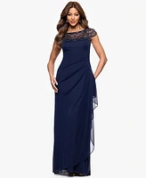 Xscape Women's Boat-Neck Long Sheath Dress