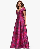 Xscape Women's Printed Sweetheart Ball Gown