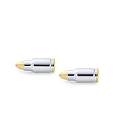 Bling Jewelry Two Tone Bullet Cufflinks Gold Plated Tip Silver Tone Stainless Steel