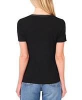 Sam & Jess Women's V-Neck Ribbon-Trim Top