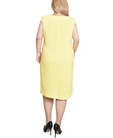 Ny Collection Plus Cap Sleeve Exposed Zipper Dress