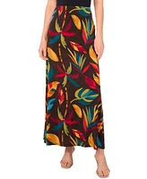 Sam & Jess Women's Leaf-Print Maxi A-Line Skirt