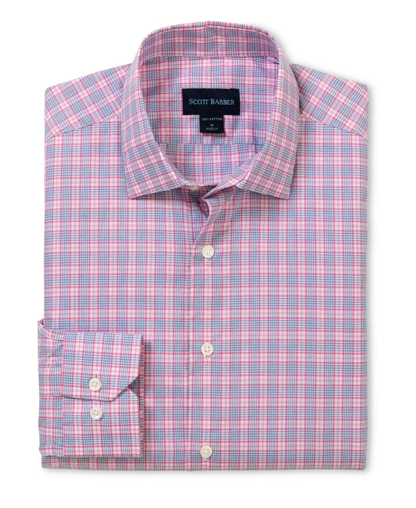 Scott Barber Men's Newport Poplin Melange, Berry