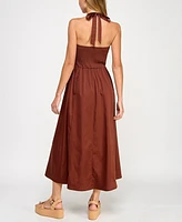 Beauty & Grace/K&K Clothing Llc Juniors' Sateen Halter Maxi Dress