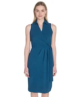 Calvin Klein Women's Sleeveless Wrap V-Neck Sheath Dress